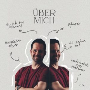 Michael Waschhofs "Über mich"-Slide, das er auf Instagram nutzt