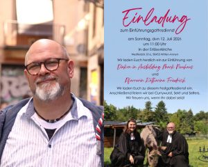 Porträt Mark Neuhaus (c) Svenja Neuhaus und Einladung zum Einführungsgottesdienst am 12.7.2026 um 11 Uhr in der Erlöserkirche Witten-Annen